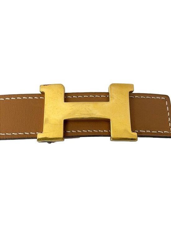 Hermes Belt 60 Gold Rouge Ash Reversible Leather